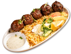Beef Gola Kabab Rice Platter (5 Pcs)